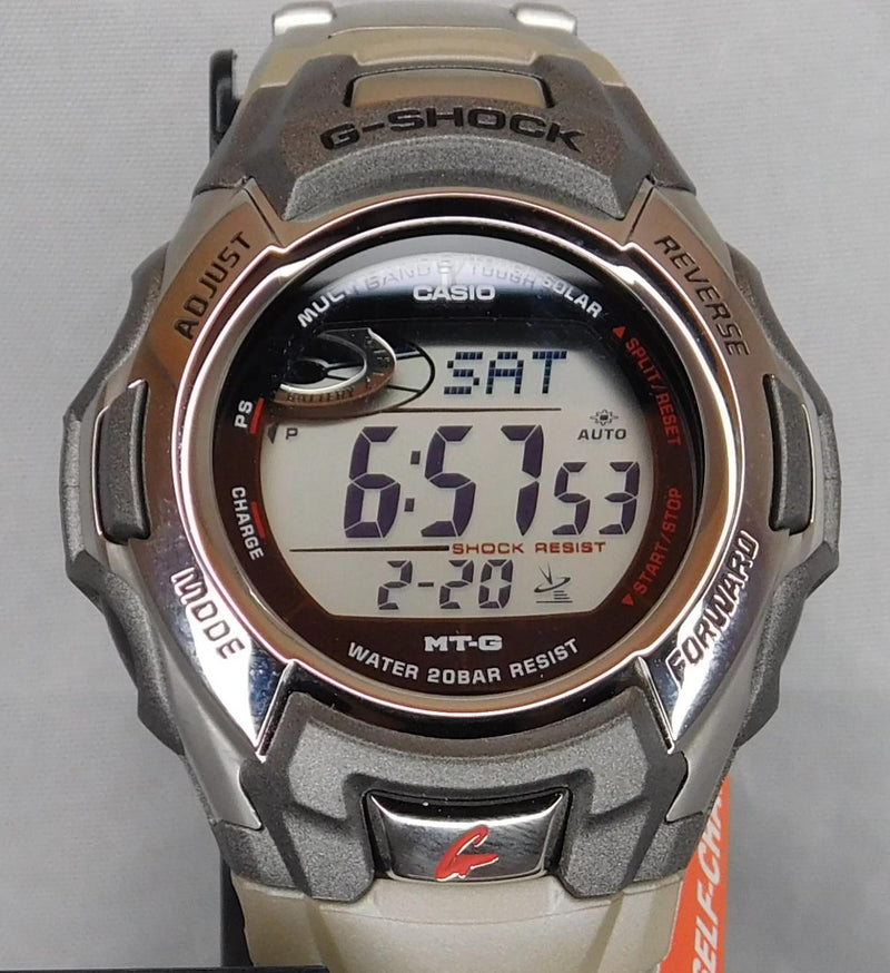 Light Slate Gray Casio MTGM900DA-8CR G-Shock Digital Solar Atomic Silver SS Mens Watch New....46mm