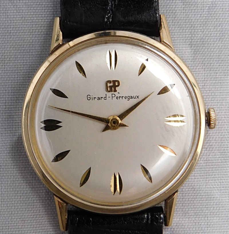 Dark Gray Girard Perregaux 10K Gold Filled Vintage 1960's Manual Wind Mens Watch....33mm