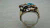 Light Slate Gray Navajo Sterling Silver With Bear Claw/Turquoise/Coral Vintage Mens Ring....Size 10.75