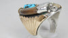 Gray Navajo Sterling Silver With Bear Claw/Turquoise/Coral Vintage Mens Ring....Size 10.75