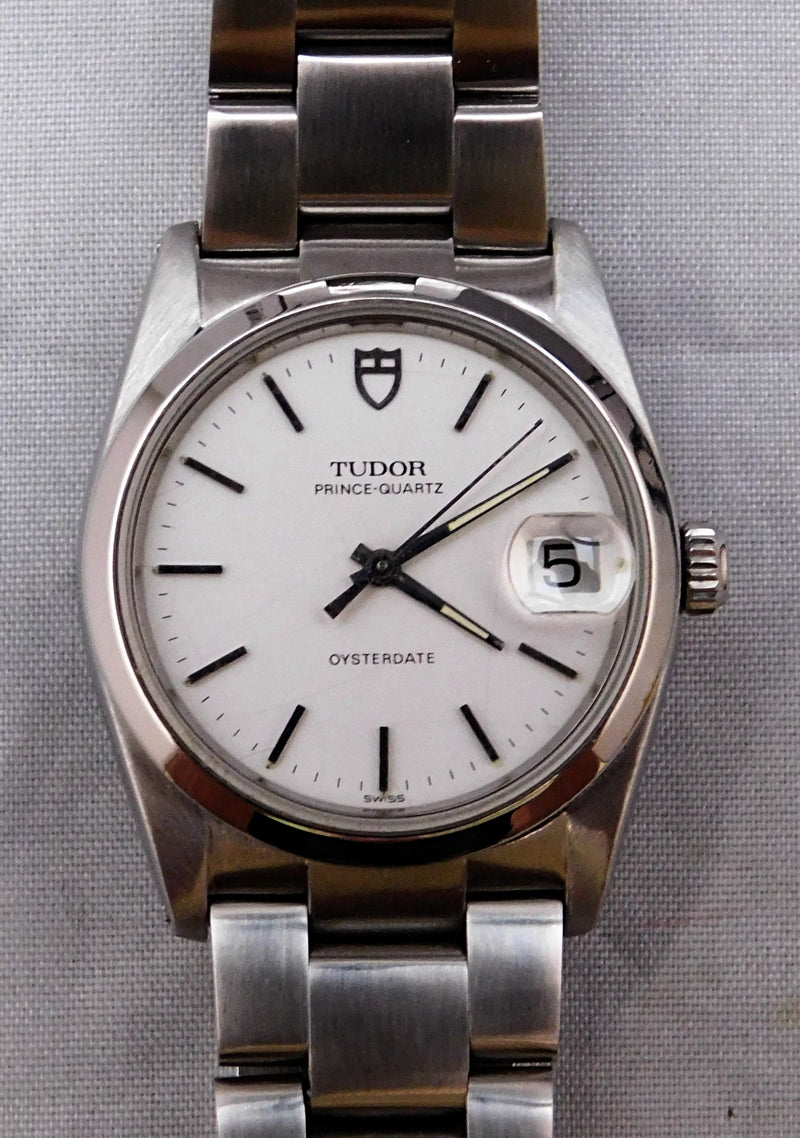 Light Slate Gray Rolex Tudor Prince-Quartz Oysterdate 84000 "Rare Bird" Vintage 1989 Mens Watch....34mm