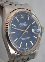 Slate Gray Rolex Datejust 1601 Solid White Gold Bezel Blue Dial 1967 Mens Watch....36mm