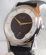 Gray Piaget Vintage 1940's Stainless Steel Two Tone Dial Mens Watch....35mm