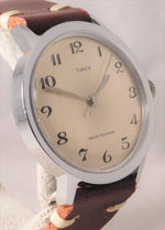 Gray Timex Marlin Vintage 1971 Manual Wind New Vintage Leather Strap Mens Watch....35mm
