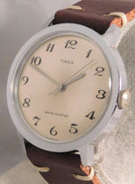 Dark Gray Timex Marlin Vintage 1971 Manual Wind New Vintage Leather Strap Mens Watch....35mm