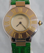 Dark Gray Cartier Must de Cartier 21 New Strap Deployant Clasp Vintage 1990's Mens Watch....31mm