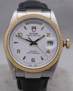 Light Slate Gray Rolex Tudor Prince Date + Day 76200 18k Solid Gold Bezel 2001 Mens Watch....36mm