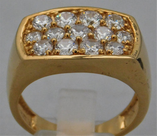 Light Slate Gray 1.50 Ct Round Cut Diamond Cluster 14k Yellow Gold Plate Mens Ring....Size 10.5
