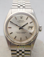 Gray Rolex Datejust 1601 Vintage 1970 Solid White Gold Bezel Mens Watch....36mm