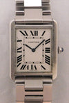 Rosy Brown Cartier Tank Solo Large Ref. 3169 Stainless Steel Silver Roman Dial Quartz Mens Watch....27mm
