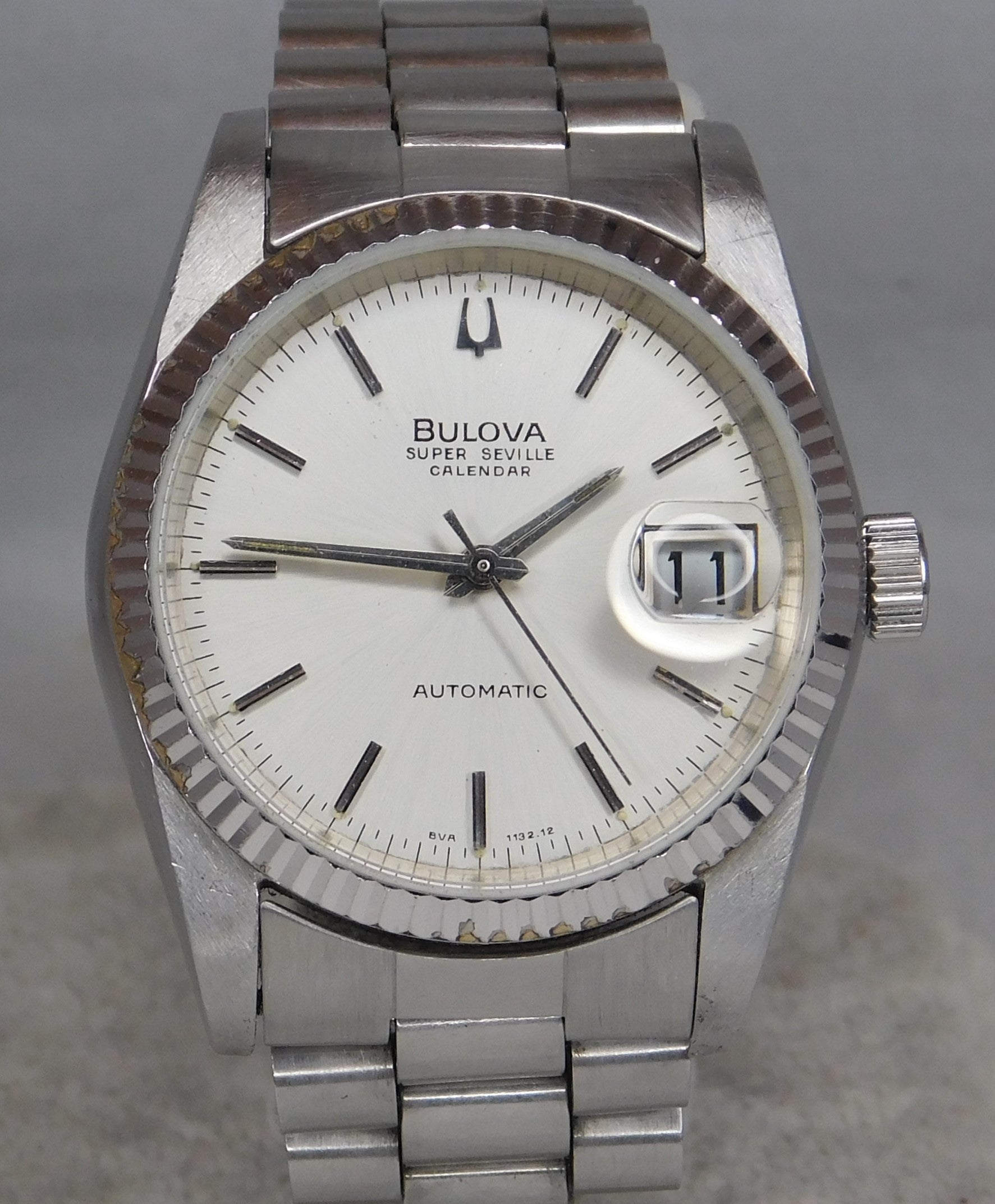 Bulova Super Seville Calendar SS Vintage 1990's Swiss Automatic