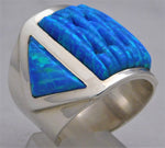 Dark Gray Opal Brilliant Blue/Green Fire Solid Sterling Silver Huge Mens Ring Size 10