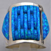 Steel Blue Opal Brilliant Blue/Green Fire Solid Sterling Silver Huge Mens Ring Size 10