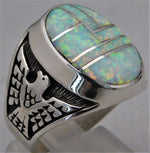 Light Slate Gray Opal Semi-Black Solid Sterling Silver Mens Ring....Size 10