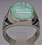 Slate Gray Opal Semi-Black Solid Sterling Silver Mens Ring....Size 10