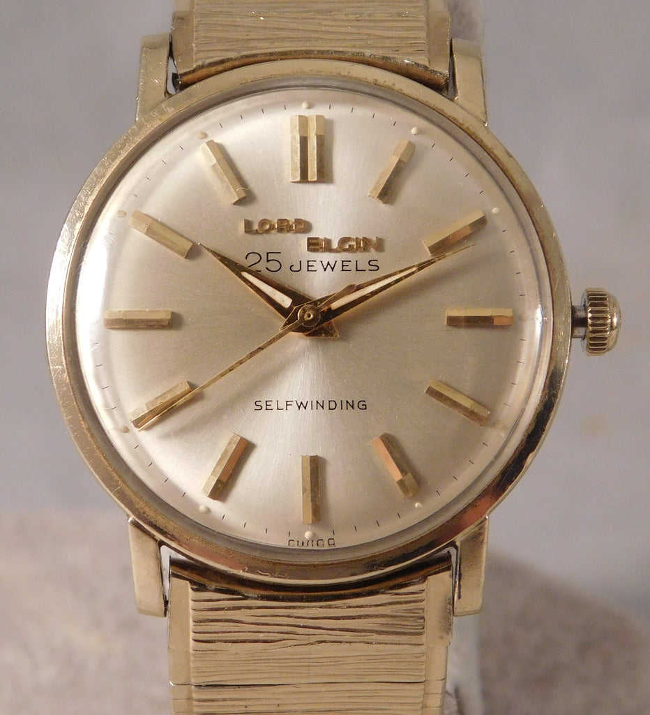 Rosy Brown Lord Elgin 25 Jewel Automatic 10k Gold Filled Vintage 1950's Mens Watch....33mm