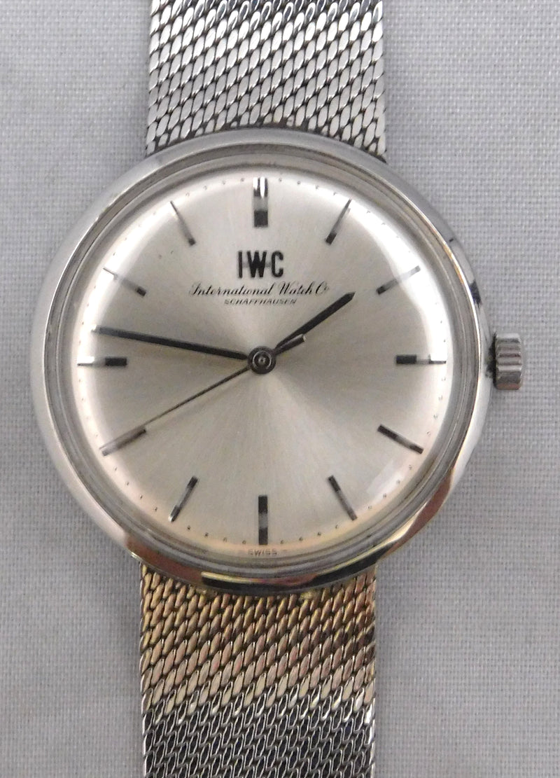 Dark Gray IWC Schaffhausen Ref. 2400 Silver Dial Vintage Manual Wind Mens Watch....35mm