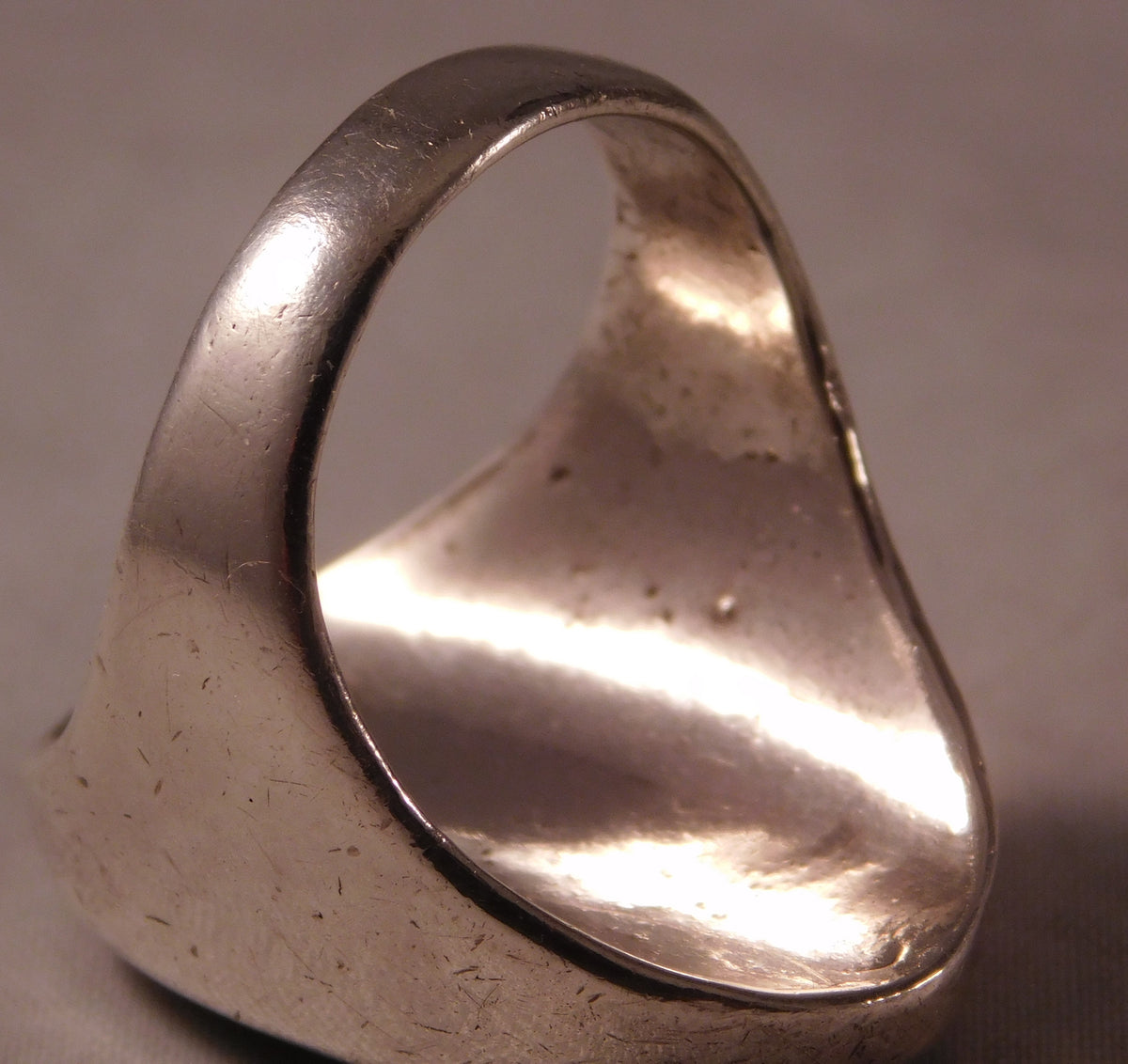 Dim Gray Native American Turquoise & MOP Vintage Sterling Silver Mens Ring....Size10.5
