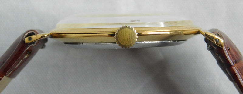 Light Slate Gray Breitling Geneve 18k Gold Filled Silver Dial Vintage 1950's Mens Watch....33mm