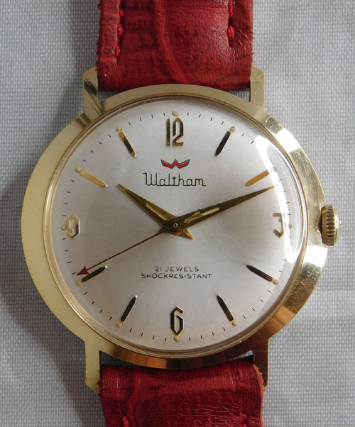 Light Slate Gray Waltham 21 Jewel Swiss Manual Wind Gold Plated Vintage 1960's Men’s Watch...33mm