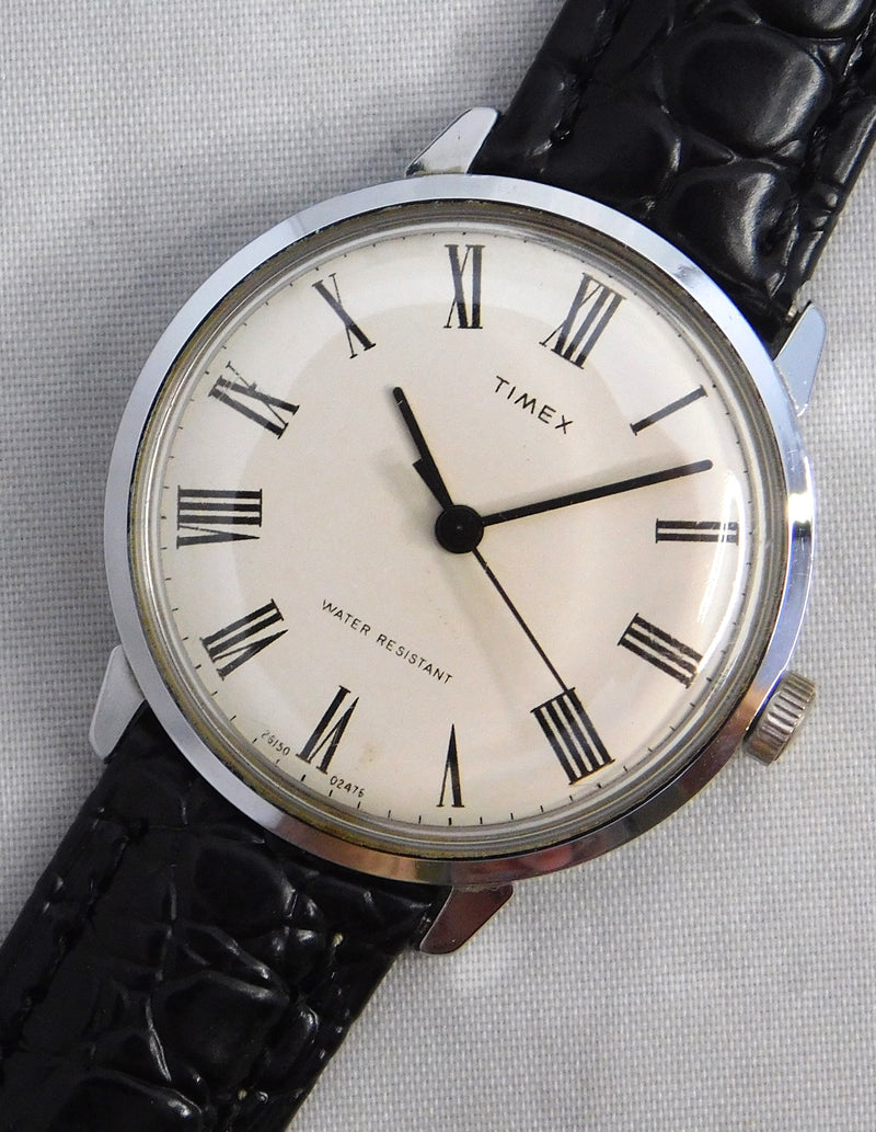 Gray Timex Marlin Roman Numeral Dial Vintage 1976 Manual Wind Mens Watch....35mm