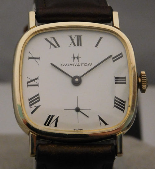 Dim Gray Hamilton Swiss Made 17 Jewel Manual Wind Vintage 1968 Mens 10k RGP Watch....30mm