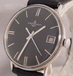Dim Gray Ulysse Nardin Classic Black Dial SS Vintage 1950's Swiss Made Mens Watch....34mm