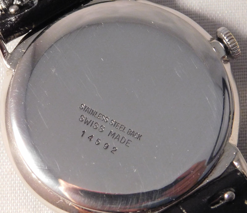 Slate Gray Ulysse Nardin Classic Black Dial SS Vintage 1950's Swiss Made Mens Watch....34mm