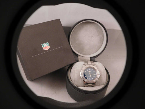 Black Tag Heuer WK2117 Automatic Vintage 1990's Blue Dial SS Mens Watch....37mm