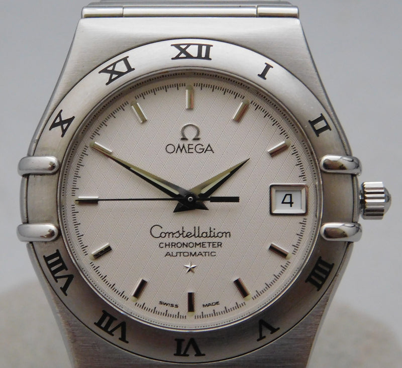 Dark Gray Omega Constellation Manhattan Automatic Chronometer Date SS Vintage 1999 Mens Watch....35mm