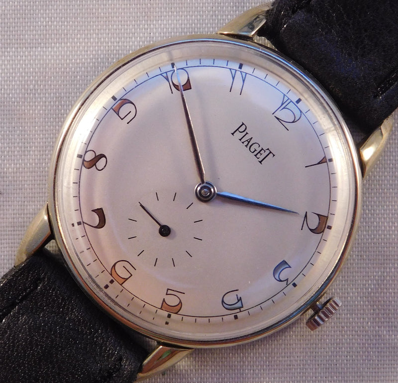 Rosy Brown Piaget Classic Art Deco Dial SS Circa 1940's Swiss Manual Wind Mens Watch...34mm