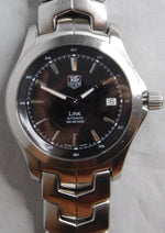 Dark Slate Gray Tag Heuer Link WJF2110 SS Date Black Dial Automatic Mens Watch....39mm