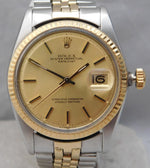 Rosy Brown Rolex Datejust Ref. 1601 Champagne Dial 14k Solid Gold/SS 1974 Mens Watch....36mm