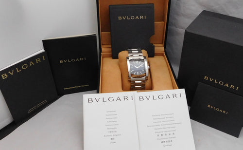Gray Bvlgari Assioma AA44S Automatic Blue/Gray Dial Stainless Steel Mens Watch....34mm