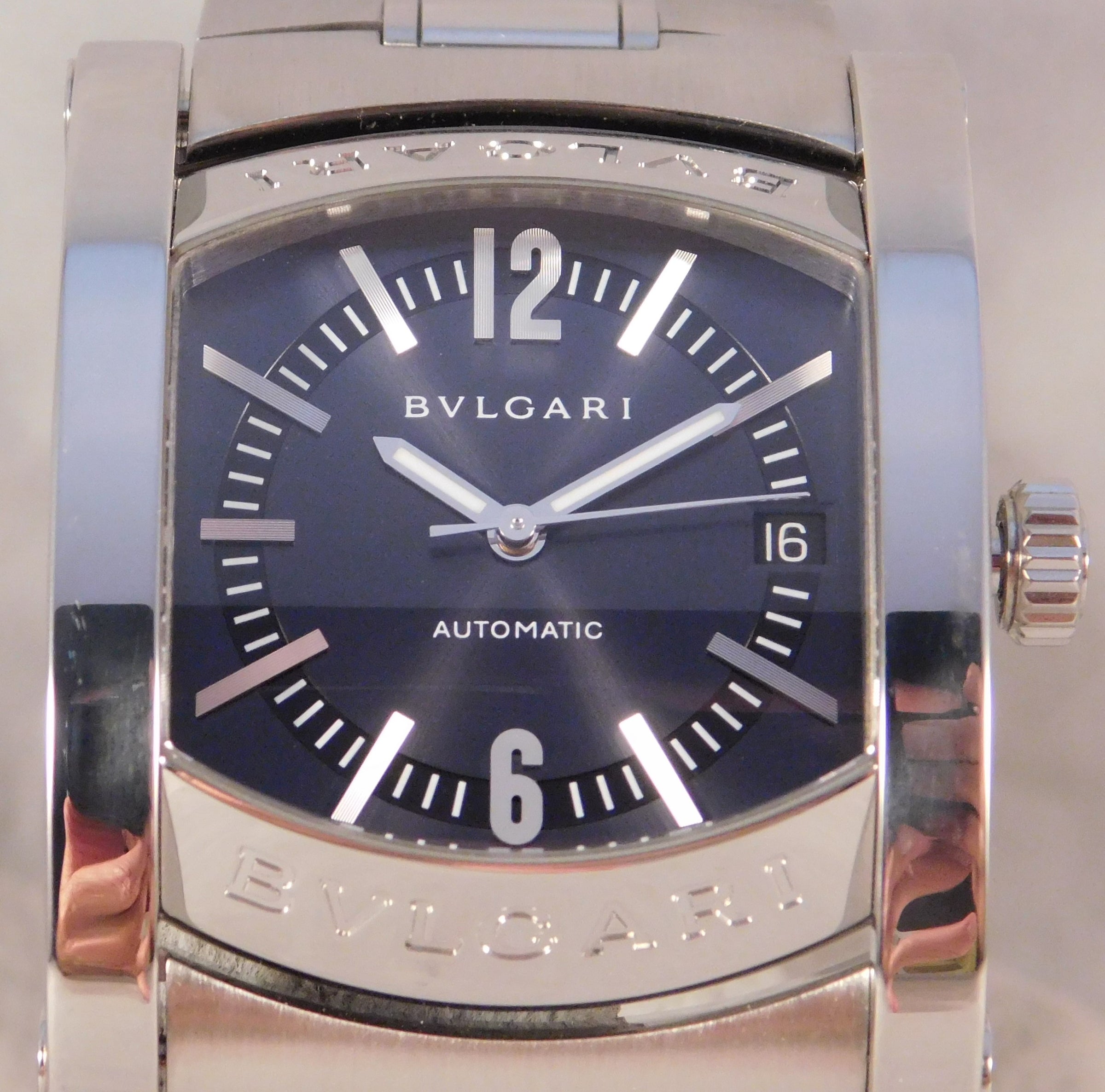 Bvlgari Assioma AA44S Automatic Blue Gray Dial Stainless Steel