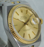 Rosy Brown Rolex Oysterquartz Datejust 17013 18k Solid Gold/SS 1985 Mens Watch....36mm