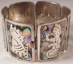 Rosy Brown Abalone Bracelet Mexican Southwest .925 Sterling Silver Inlay....7.9"