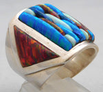 Gray Opal Brilliant Quad-Hued Fire Flashing Solid Sterling Silver Huge Mens Ring Size 10