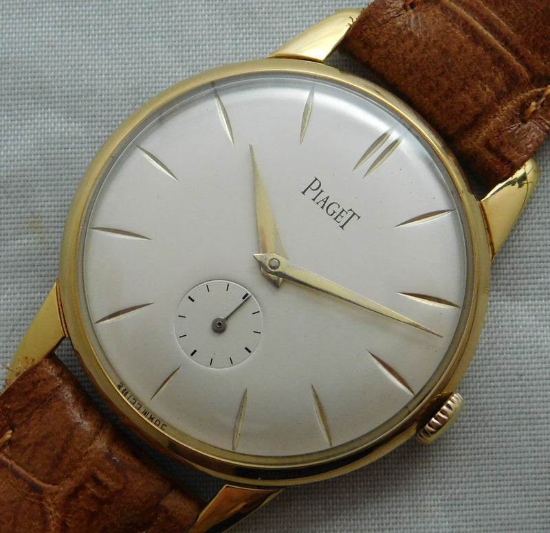 Light Slate Gray Piaget Classic Beige Dial 18k Gold Plated Case Vintage 1945 Mens Watch....35mm
