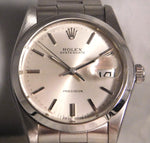 Rosy Brown Rolex Oysterdate Precision 6694 Silver Dial SS Vintage 1986 Mens Watch....34mm