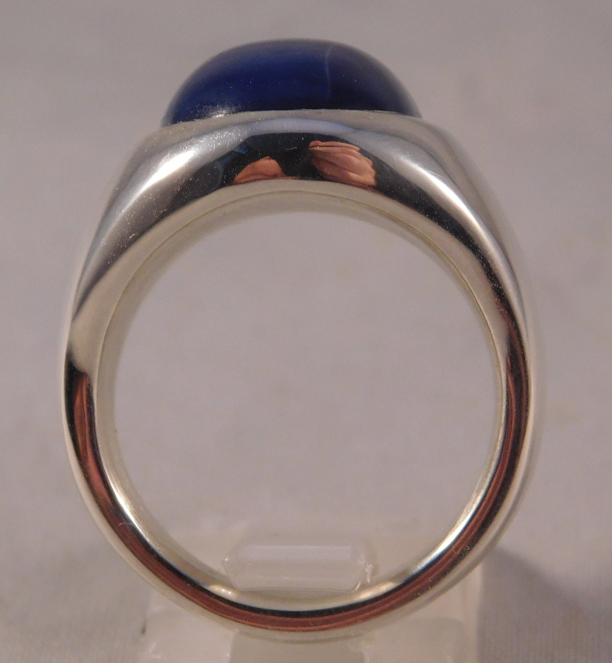 Rosy Brown Linde Blue Star Sapphire 16 Carat .925 Sterling Silver Oval Mens Ring....Size 8