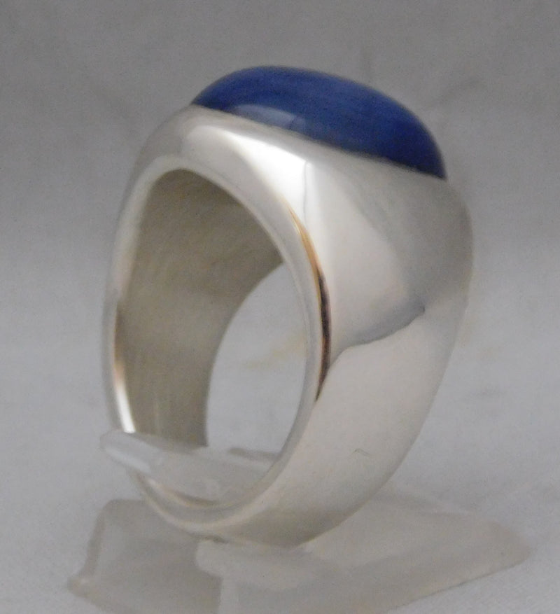 Light Slate Gray Linde Blue Star Sapphire 16 Carat .925 Sterling Silver Oval Mens Ring....Size 8