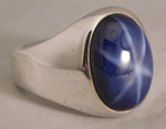 Rosy Brown Linde Blue Star Sapphire 16 Carat .925 Sterling Silver Oval Mens Ring....Size 10