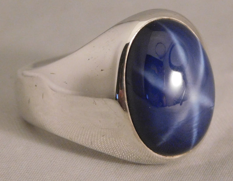 Men's .925 Sterling Silver With Created Blue Sapphire and