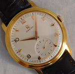 Rosy Brown Omega Jumbo Classic 20 Microns 18k Gold Plate Vintage 1940's Mens Watch....38mm