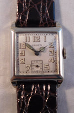 Rosy Brown Gruen Vintage 1920's Stainless Steel Silver Dial Manual Wind Mens Watch....26mm