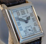 Light Slate Gray Gruen Vintage 1920's Stainless Steel Silver Dial Manual Wind Mens Watch....26mm