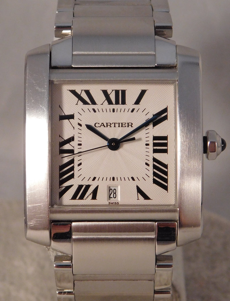 Stainless Steel Cartier Tank Francaise Wrist Watch with Box & Instruction  Booklet