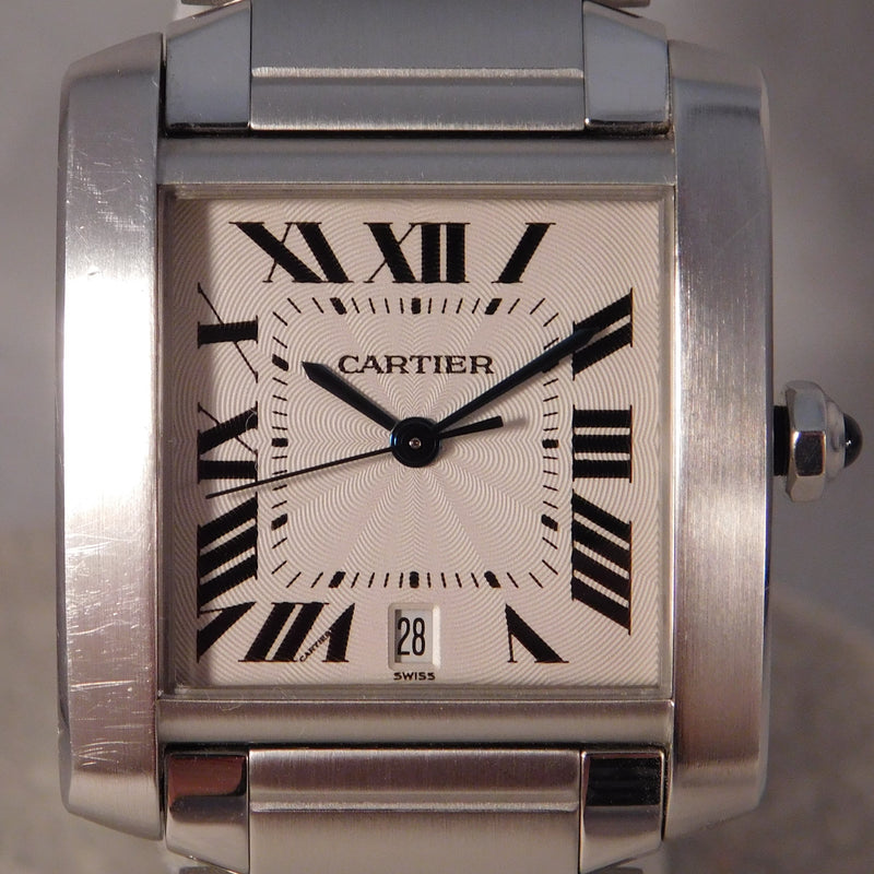 Dim Gray Cartier Tank Francaise Ref. # 2302 Automatic Stainless Steel Mens Watch....28mm