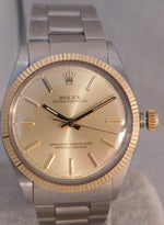 Rosy Brown Rolex Oyster Perpetual Ref. 1005 14k Solid Gold/SS Circa 1988 Mens Watch....34mm